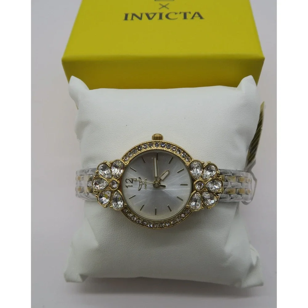Invicta Wildflower Womens Watch Two Tone Rose Gold Silver Crystal Accented